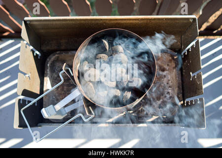 Barbecue Camino carbone motorino di avviamento Foto Stock