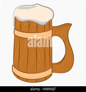 Boccale in legno con la birra Illustrazione Vettoriale