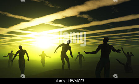 3D render di spooky zombie nel verde paesaggio Foto Stock