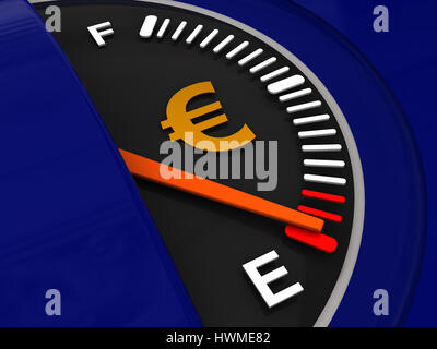 3d illustrazione del misuratore di carburante con il simbolo dell'euro Foto Stock