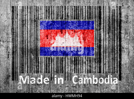 Codice a barre sul calcestruzzo in Cambogia Foto Stock