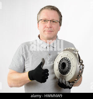 Frizione di nuovo per la vostra auto, riparazione, assistenza Foto Stock