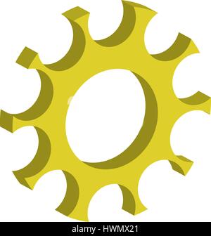 3d agli ingranaggi della ruota di colore giallo vettore Illustrazione Vettoriale
