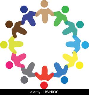 Concetto grafico vettoriale- colorata scuola bambini icone segni ( ) come anello. L'illustrazione rappresenta concetti come lavoratori dipendenti, diversità, organi giurisdi Illustrazione Vettoriale