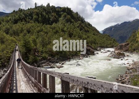 Il Cile, Patagonia, Aysen regione, Queulat National Park, rio Ventisquero Foto Stock