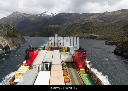 Il Cile, Patagonia, regione di Aysen e Magallanes, nella Patagonia cilena canali, tra Puerto Montt e Puerto Natales Foto Stock