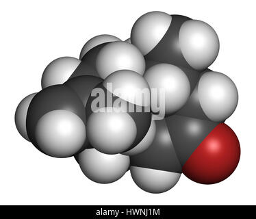 Nootkatone naturale repellente per insetti molecola. Presente nel pompelmo. Il rendering 3D. Gli atomi sono rappresentati come sfere con i tradizionali colori: hy Foto Stock