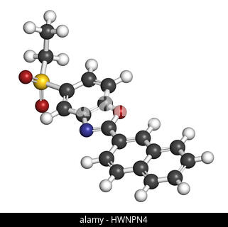 Ezutromid Duchene distrofia muscolare molecola di farmaco. Attivatore di utrophin. Il rendering 3D. Gli atomi sono rappresentati come sfere con colore convenzionale codi Foto Stock