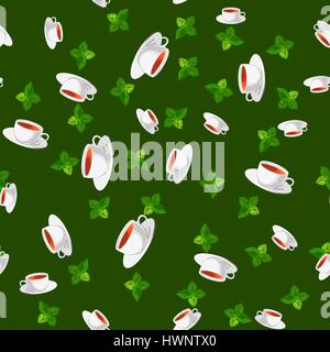 Seamless teacups e min Illustrazione Vettoriale