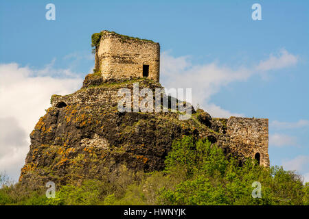 Castello di la Roche-Faugere. Haute Loire. Auvergne. Francia Foto Stock