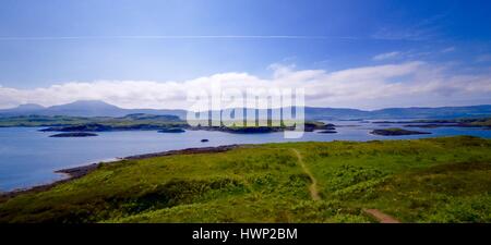 Vista sul Loch Dunvegan, Isola di Skye Foto Stock