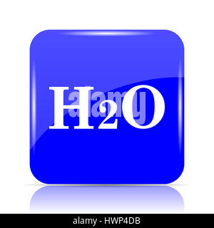 H2O icona, sito web blu pulsante su sfondo bianco. Foto Stock