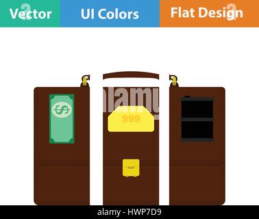 Olio, dollaro e oro valigetta di divisione concetto icona. Design piatto. Illustrazione Vettoriale. Illustrazione Vettoriale