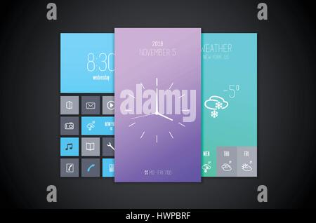 Interfaccia Mobile background designs set. Illustrazione Vettoriale