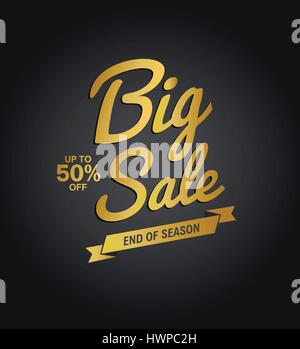 Grande Vendita Fine stagione del golden testo calligrafico. Illustrazione Vettoriale