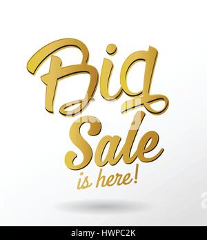 La grande vendita qui golden calligrafica testo . Illustrazione Vettoriale