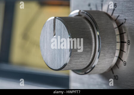 Vintage cassette deck immagine. Focus sul livello record button Foto Stock