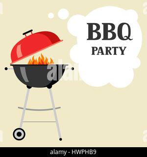 Il barbecue party sfondo con grill e il fuoco Illustrazione Vettoriale