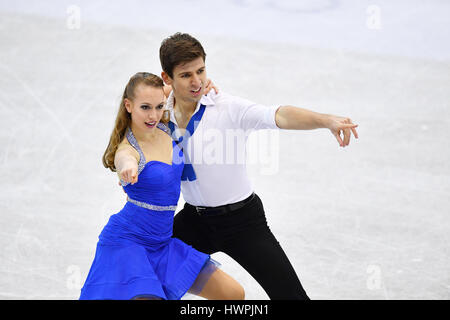 Taipei, Taiwan. 16 Mar, 2017. Hanna Jakucs & Daniel Illes (HUN) Pattinaggio di Figura : ISU Junior World Figure Skating Championships, la danza su ghiaccio breve danza al Taipei Arena di Taipei, Taiwan . Credito: AFLO SPORT/Alamy Live News Foto Stock