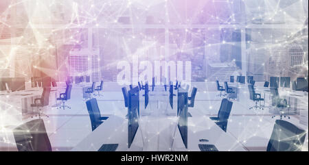 Costellazione tra stelle contro Ufficio con vista della città 3d Foto Stock