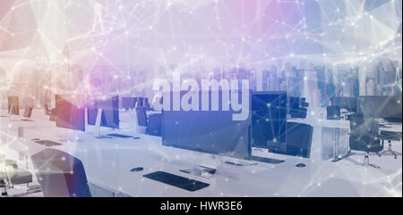 Costellazione tra stelle contro Ufficio con vista della città 3d Foto Stock