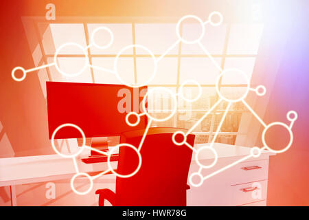 Processo di icone contro Ufficio con vista della città 3d Foto Stock