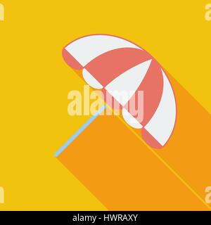 Ombrellone icona. Vettore di piana relativa icona con lunga ombra per il web e applicazioni per dispositivi mobili. Esso può essere utilizzato come - il logo, il pittogramma, icona, una infografica elemen Illustrazione Vettoriale