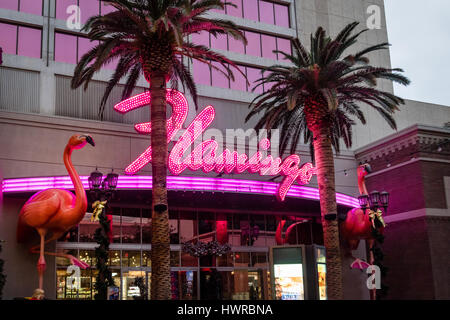 Flamingo Hotel e Casino insegna al neon - Las Vegas, Nevada, STATI UNITI D'AMERICA Foto Stock