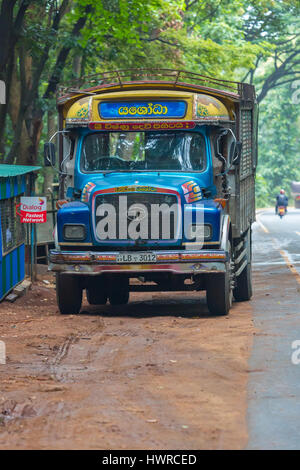Parte anteriore di un multicolore parcheggiato colorato TATA autocarro autocarro nei pressi di Kurunegala - Sri Lanka Foto Stock