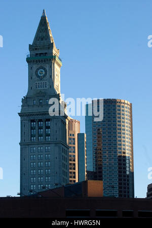 Il Custom House Torre come visto dall'estremità nord., Boston, Massacusetts Foto Stock