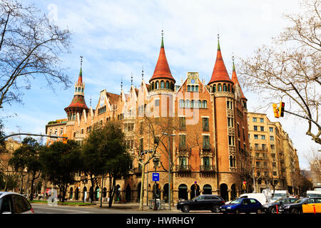 La Casa de les Punxes, Casa Terradas, Barcellona, Catalunya, Spagna Foto Stock