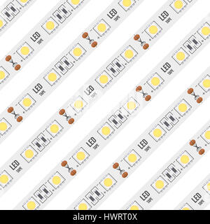 Sfondo di tipici nastri di LED. Illustrazione isolati su sfondo bianco Foto Stock