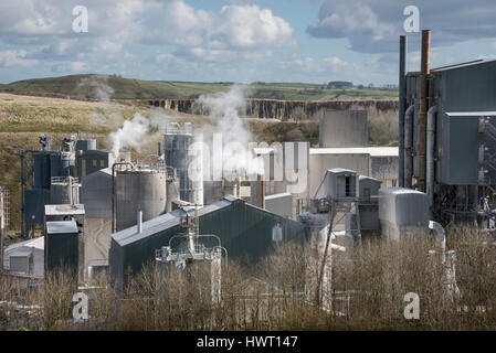 Lavoro cava di calcare vicino a Buxton, Derbyshire, in Inghilterra. Foto Stock