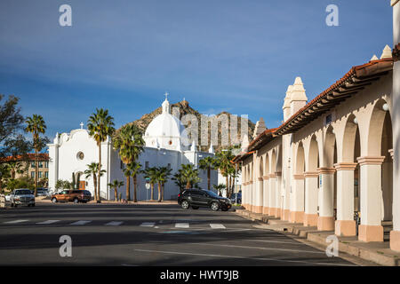 La piazza del villaggio park in Ajo, Arixona, STATI UNITI D'AMERICA. Foto Stock