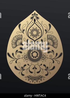 Golden floreali ornamento di Paisley. Illustrazione Vettoriale