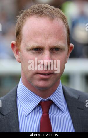 DAVID O'Meara cavallo da corsa GARA TRAINER allenatore di cavalli IPPODROMO DI YORK YORK INGHILTERRA 20 Agosto 2015 Foto Stock