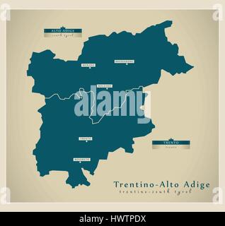 Mappa moderno - Trentino Alto Adige IT Illustrazione Vettoriale