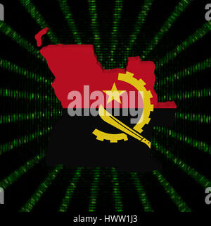 Mappa Angola bandiera verde sul codice esadecimale illustrazione di burst Foto Stock