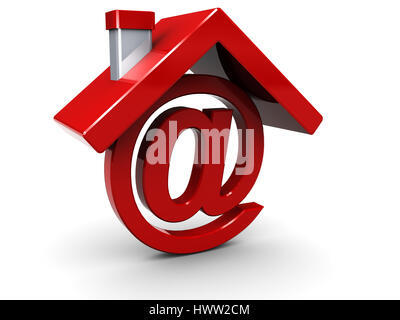 Abstract 3d illustrazione di home email simbolo o icona, su sfondo bianco Foto Stock