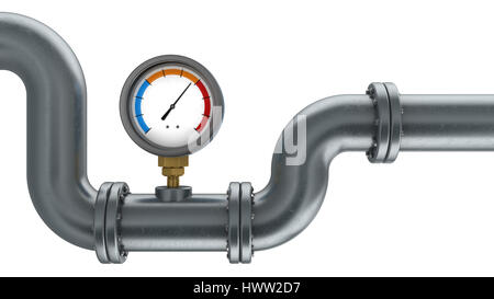 3d illustrazione del manometro o misuratore di temperatura e il tubo Foto Stock