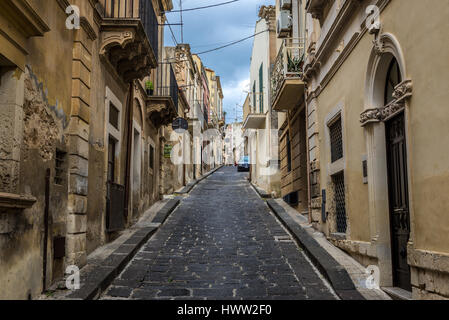 Archimede Street (Via Archimede) nella città di Noto, Provincia di Siracusa in Sicilia Isola in Italia Foto Stock