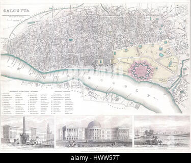 1842 S.D.U.K. Mappa della città di Calcutta, in India Geographicus Calcutta sduk 1842 Foto Stock