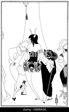 L'illustrazione di Aubrey Beardsley per le opere di Edgar Allan PoE presenta un'interpretazione dettagliata e atmosferica, che riflette il simbolismo e l'estetismo della fine del XIX secolo. Foto Stock