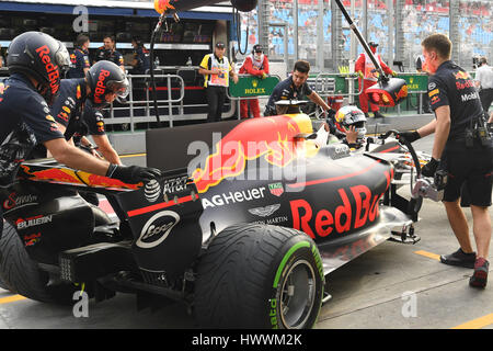 Albert Park di Melbourne, Australia. 24 Mar, 2017. Daniel Ricciardo (AUS) #3 dalla Red Bull Racing Team termina la sua sessione di prove libere due al 2017 Australian Formula One Grand Prix all'Albert Park di Melbourne, Australia. Sydney bassa/Cal Sport Media/Alamy Live News Foto Stock