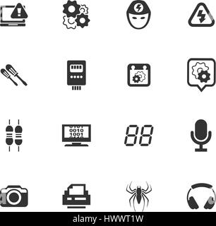 Riparazioni elettroniche di icone vettoriali per la progettazione di interfacce utente Illustrazione Vettoriale