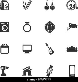 Pawnshop icone vettoriali per la progettazione di interfacce utente Illustrazione Vettoriale