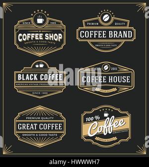 Set di frame vintage design per le etichette, banner, adesivo e altri design. Adatto per caffè, bevande, whiskey, la birra e il prodotto premium. Tutti tipo u Illustrazione Vettoriale