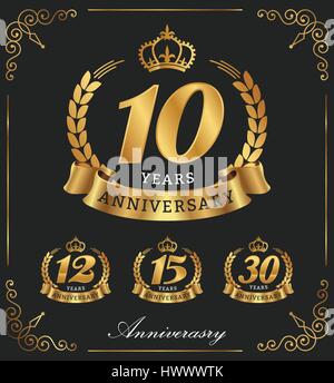10 anni di anniversario logo decorativo. Illustrazione Vettoriale Illustrazione Vettoriale