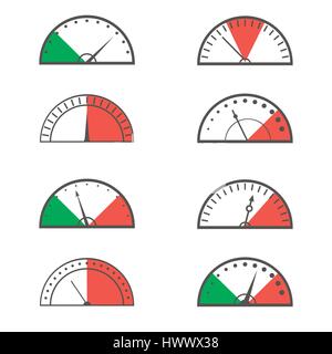 Il tachimetro icona impostare Illustrazione Vettoriale