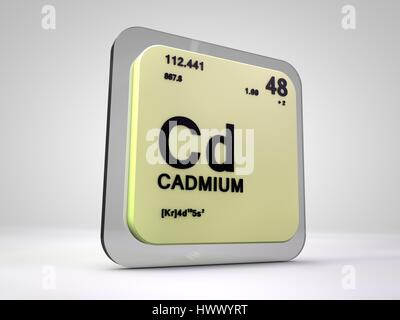 Il cadmio - CD - elemento chimico tavola periodica 3D render Foto Stock